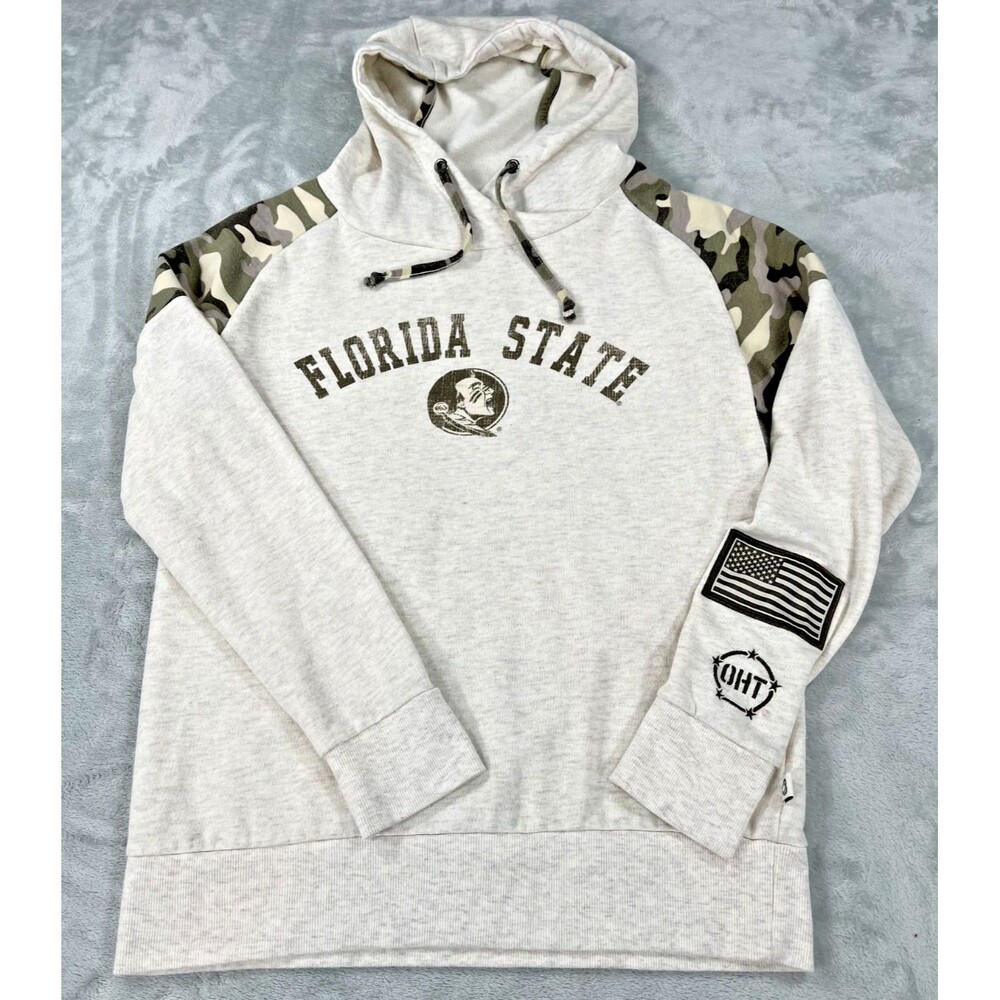Colosseum Florida State Seminoles OHT Camo Hoodie Womens M FSU Oatmeal